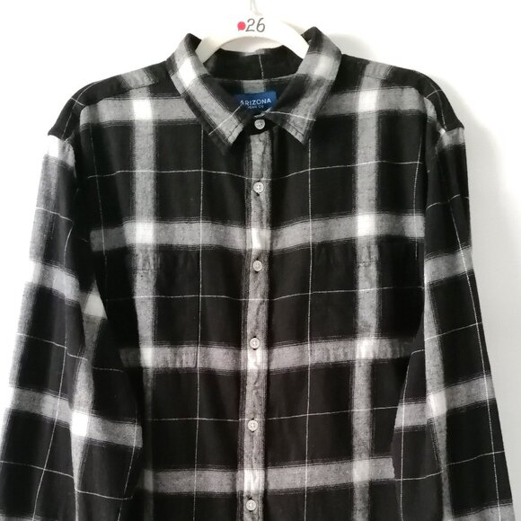 Arizona Jeans Co Womens Black Long Sleeve Check Collared Button Up Shirt Size XL - Picture 2 of 8